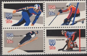 SC# 1795-98 - 1980 15¢ - 13. Olympische Winterspiele - Plattenblock 12 Stück - Bild 1 von 1