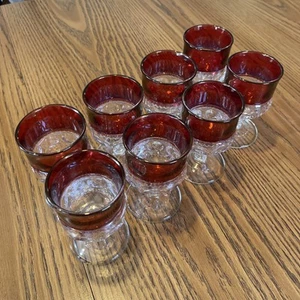 Tiffin Franciscan King's Crown Ruby Set of 8 Cordial Glasses 4.25 Tall - Picture 1 of 4