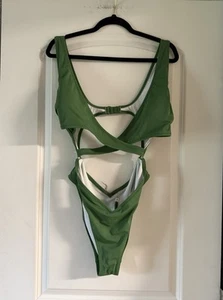 Victoria Secret Pink 1 Piece Bathing Suit With Cut Outs Green Xl - Picture 1 of 3
