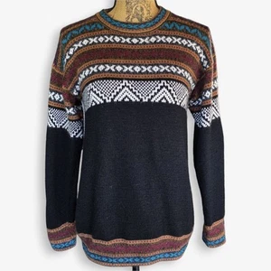 Alpaca Wool Handmade Womens Boho Sweater Medium M Tribal Ski Aztec Cozy Gorpcore - Picture 1 of 12
