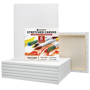 Stretched Canvas - 8 Pack 11x14 Inch 5/8†Profile 100% Cotton Art Canvas Trip - Picture 1 of 7