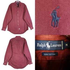Polo Ralph Lauren Oxford camicia uomo taglia media M rossa LS abbottonata - Foto 1 di 9