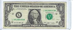 $1 Fancy One Dollar Bill Note Birth YEAR w Mirror Bookends L39198493W 39 1984 93 - Picture 1 of 2