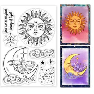 Klare Briefmarken HIMMLISCHER SONNENMOND Sternbilder Wolken Gummi Stanzen Handwerk - Bild 1 von 6