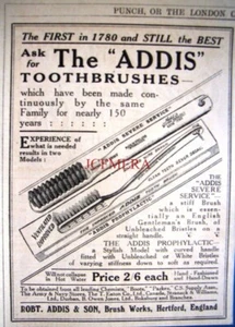 'The ADDIS' Tooth Brushes Advert : Small 1924 Dentist Print - Foto 1 di 1