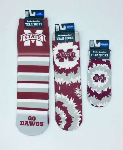 MISSISSIPPI STATE BULLDOGS TEAM SOCKS NEW SUBLIMATED CREW ANKLE NCAA UNISEX Cover
