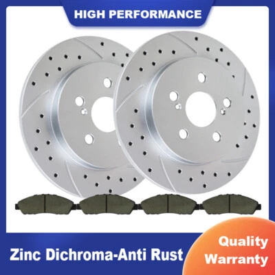 Se adapta a rotores y pastillas de freno trasero ranurados perforados para Toyota Corolla Matrix Prius Foto 1 de 4