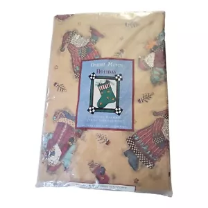 Vintage Debbie Mumm Magic of Santa Oblong Vinyl Flannel Back Tablecloth 60 x 84 - Picture 1 of 10