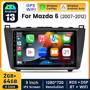 CARPLAY 9" Android 13 Auto GPS Radio Audio For Mazda 6 2007-2012 Car Stereo DSP - Foto 1 di 13
