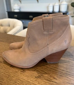 FRYE Reina Ankle Booties Women’s Size 7M Brown Leather Western Heeled 3471739 - Picture 1 of 8