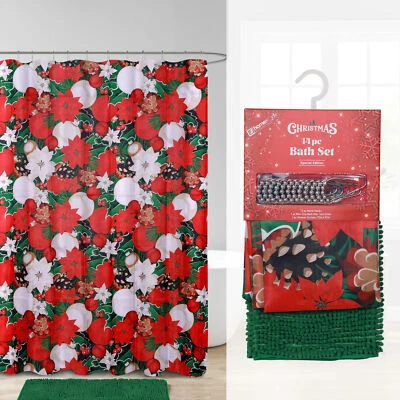 Занавеска для душа 72 x 72 дюйма с ковриками для ванной и 12 крючками водонепроницаемая занавеска для душа PEVA - Изображение 1 из 4