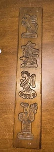 Antique Christmas wooden butter or cookie mold press hand-carved Dutch Folk Art - Picture 1 of 14
