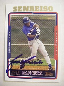 JUAN SENREISO signed RC RANGERS 2005 Topps Update baseball card AUTO Autographed