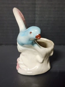 Mid Century Bird Basket Nursery Planter Pink And Baby Blue 4.5” Tall - Picture 1 of 5