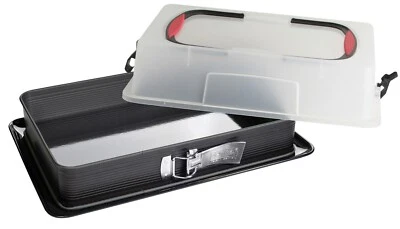 Zenker Blechkuchen-Springform mit Deckel DELUXE Kuchentransportbox Emaille-Boden - Bild 1 von 4