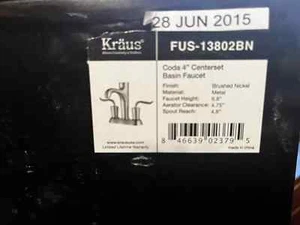 ❤️ NIB Kraus FUS-13802BN Coda 4 inch Center set Basin Faucet Brushed Nickel - Picture 1 of 8