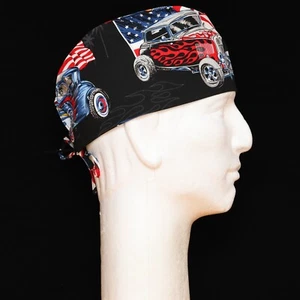 Rare Car and USA Flag Theme Scrub Hat - Picture 1 of 1