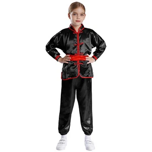 Boys Girls Kung Fu Suit Comfortable Set Stand Collar Outfit Wing Chun Tops Soft - Picture 1 of 64