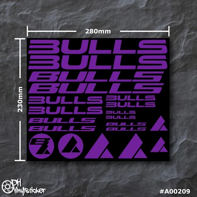 Bulls Sticker Lila | Aufklebersatz Set Fahrrad eBike BMX MTB Rahmen - Bild 1 von 4