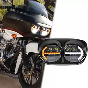 Faro LED DRL para Harley Road Glide 2004-2013 con luz de giro amarilla - Imagen 1 de 11