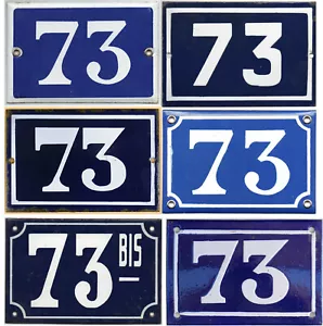 Old blue French house number 73 B door gate wall fence street sign plate plaque - Picture 1 of 7