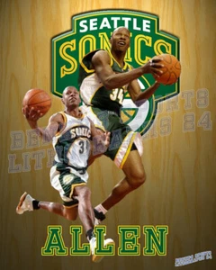 Seattle Supersonics Lithographie Druck von Ray Allen - Bild 1 von 1