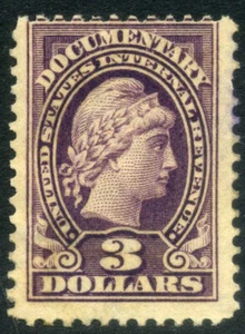 US Revenue Stamp Scott R242 $3 Documentary Liberty 1917-33 Issue MOH 3B5 22 - Picture 1 of 2