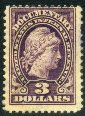 US Revenue Stamp Scott R242 $3 Documentary Liberty 1917-33 Issue MOH 3B5 22 - Image 1 of 2