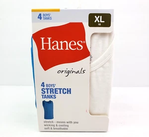 Hanes Originals Boys Size XL 18 Multi Color Sleeveless Stretch Tanks Tops 4Pk - Picture 1 of 6