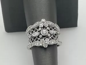 Diamante de oro blanco de 14 K para damas. Aprox 1 quilate. Ring Estate talla 7. Valor $4,000 - Imagen 1 de 6