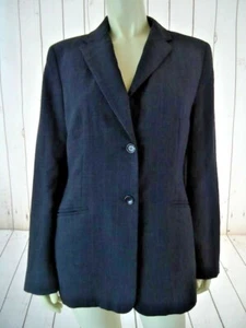 Ann Taylor Blazer 10 Dark Gray Heather Fine Stripe Wool Blend Lightweight - Picture 1 of 11