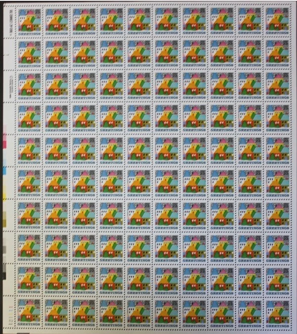US Greetings Village Scene 22c Stamp Sheet Scott #2245 - Image 1 of 1