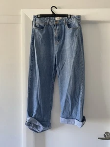 Vaqueros largos de pierna ancha de algodón para mujer talla 16 azul - Imagen 1 de 4