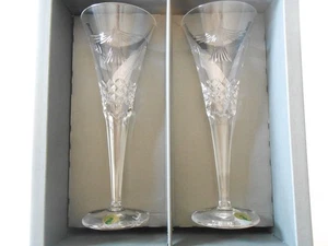 Waterford Millennium Collection geschliffene Kristallflöten zum Toasten FRIEDEN signiert Neu im Karton - Bild 1 von 7