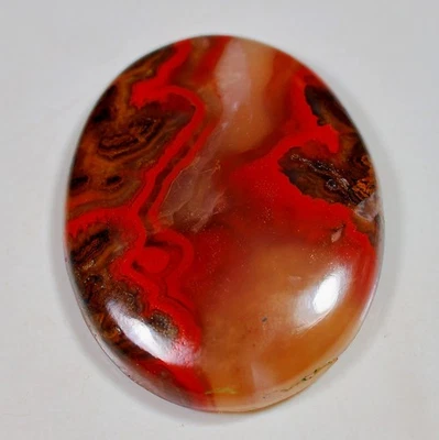 49 Ct 6X27X33 mm Natural Marruecos Costura Roja Ágata Ovalado Cabujón Piedra Preciosa HX-161 Foto 1 de 4