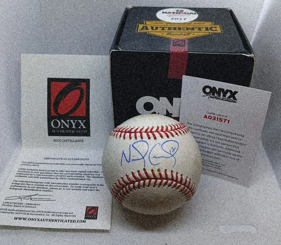 Nick Castellanos Signed Autographed Rawlings OML Baseball MLB Authenticated Onyx - Image 1 of 4