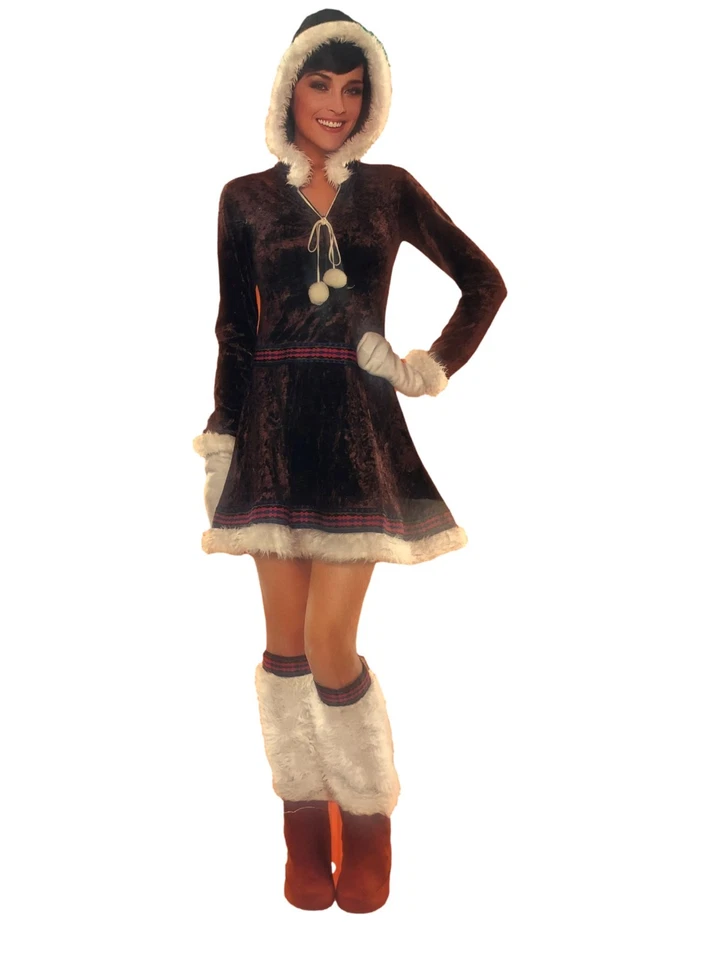 Mujer Esquimal Besos Disfraz Vestido Mitones y Toppers Botas Pequeño (4-6) Foto 1 de 1