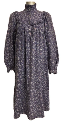 Rare Late 1970's Laura Ashley Vintage Cotton Prairie Dress Carno Wales-12 - Image 1 of 4