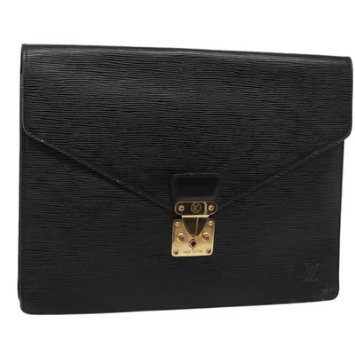 Auténtico maletín Louis Vuitton Epi Porte Documents Senadour negro M54452 LV 86742 Foto 1 de 4