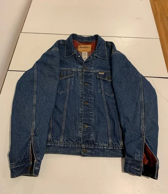 Vintage Levis Trucker Jacket Large Blue Flannel Blanket Lined Barn Western Denim - Image 1 of 4