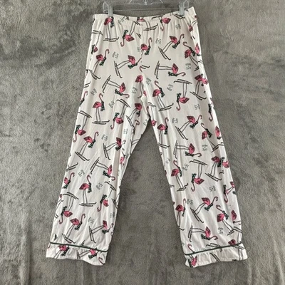 Pantalones de pijama Life is Good Sleep para mujer L esquí flamenco invierno blanco verde ribete Foto 1 de 4