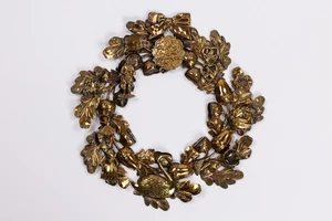 Vintage Brass Wreath Acorns, Leaves, Swan 3 dimensional -  8.5” dia - Picture 1 of 8