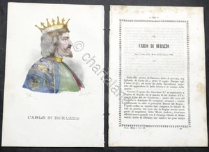Biografia e stampa di Carlo di Durazzo - 1842 - Foto 1 di 1