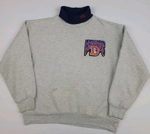 Vintage 90s Denver Broncos Majestic NFL Turtleneck Sweatshirt USA Stained Worn* - Picture 1 of 8