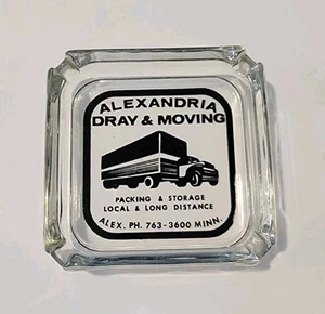 Vintage Advertising Glass Ashtray ALEXANDRIA DRAY & MOVING Trucking Minnesota - Picture 1 of 3