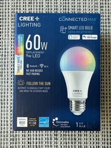 CREE Lighting Connected Max 60W A19 Color Changing Smart LED Bulb 1 Pack NEW - Picture 1 of 6