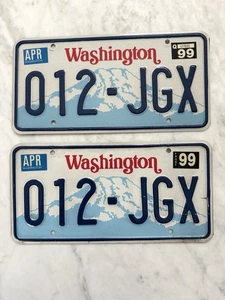Juego de pares de matrículas de Washington vintage de los 90 - '012-JGX' - Imagen 1 de 5