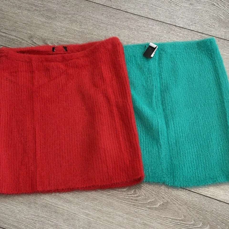 Art Class Girls' Ribbed & Fuzzy Super Soft Sweater Green Skirt Large 10/12