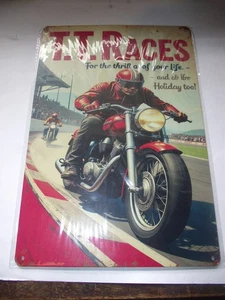 Tin Sign Plaque TT Races 12x8 - Picture 1 of 1