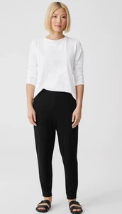 Eileen Fisher Damen Größe M Schwarz Viskosemischung Jersey Strick Hose Pull On Neu ohne Etikett? - Bild 1 von 15